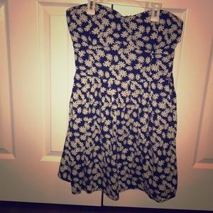 Navy Blue dress with White Daisys